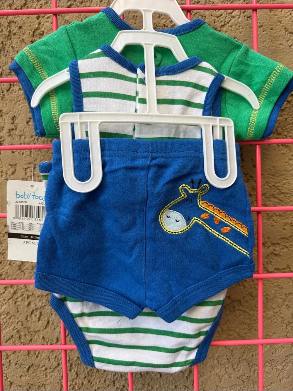 New Vintage multicolored Baby Togs cotton 3pc set